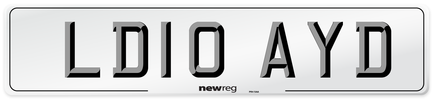 LD10 AYD Number Plate from New Reg